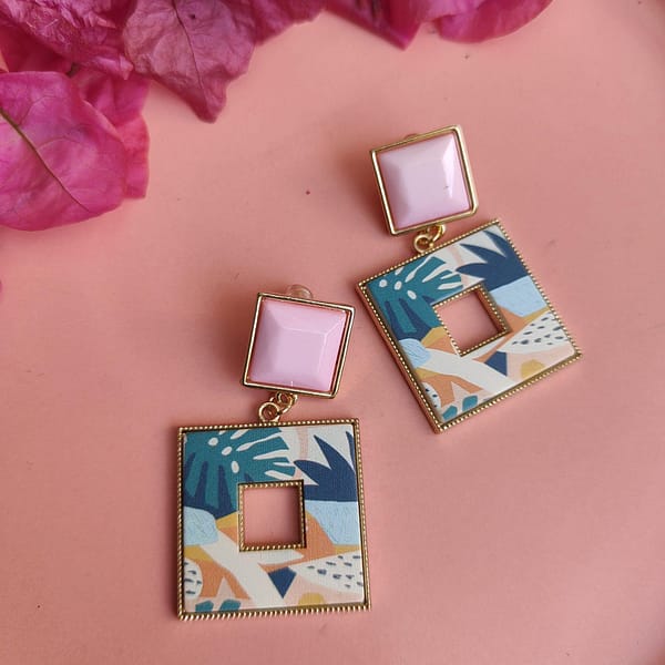Resin Square Drop Earings