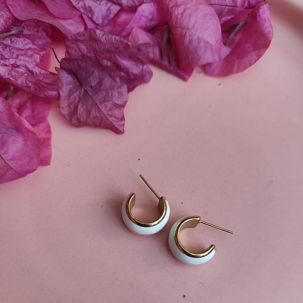 Resin White Moon Earings